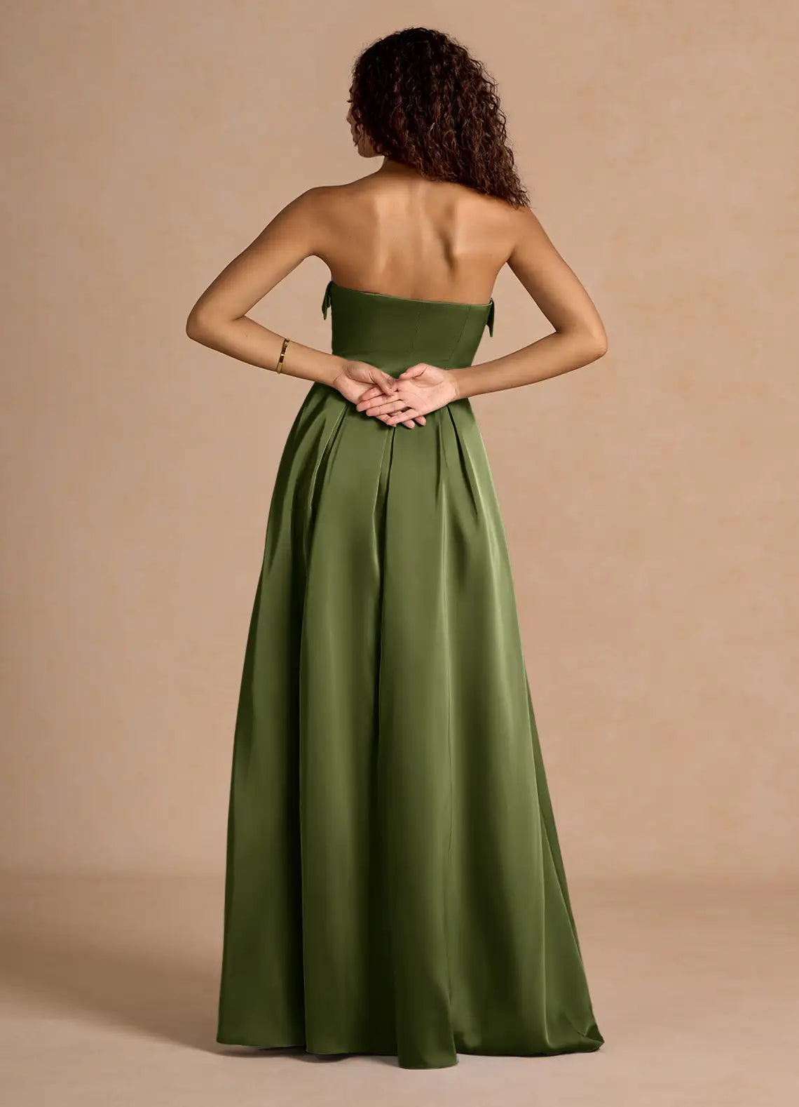Vestido Weitese clásico con hombros descubiertos, elegante, largo, para fiesta, moderno, de satén, corte A, plisado, para noche.